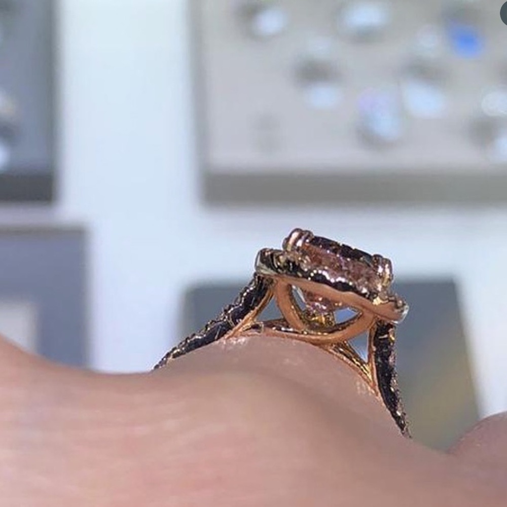 18K Rose Gold Filled Halo Morganite Ring - Picture 6 of 9